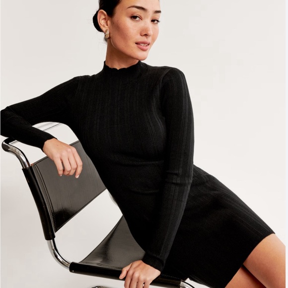 NWT ABERCROMBIE AND FITCH LONG SLEEP MOCKNECK MINI DRESS - Picture 1 of 12